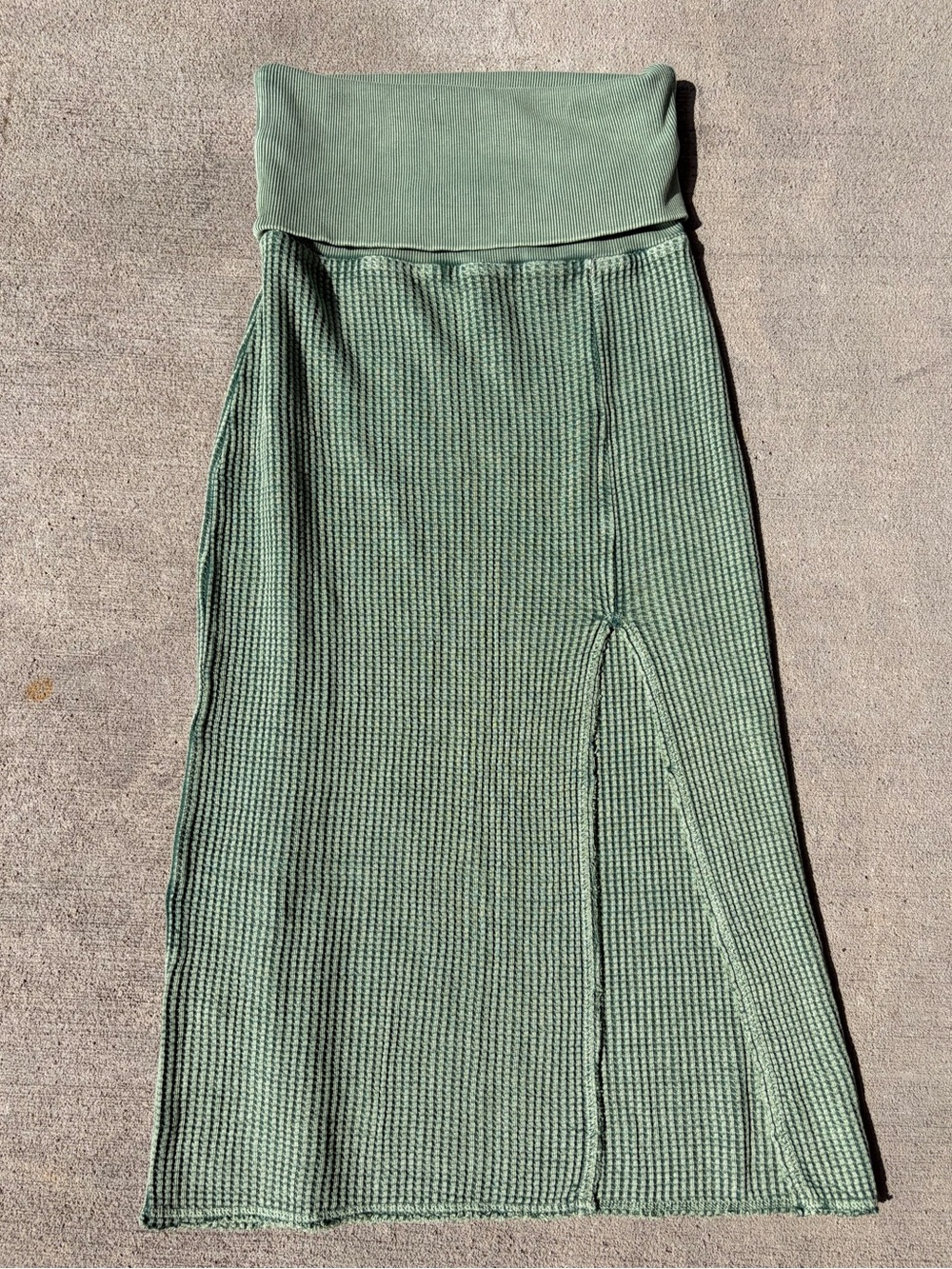 Free People FP One Pari midi skirt washed green teal stretchy skirt NWOT MD - Picture 6 of 7